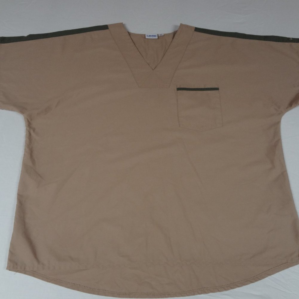 LANDAU TAN BEIGE W/ POCKET  WOMENS 3XL SCRUB UNIFORM SHIRT H1223